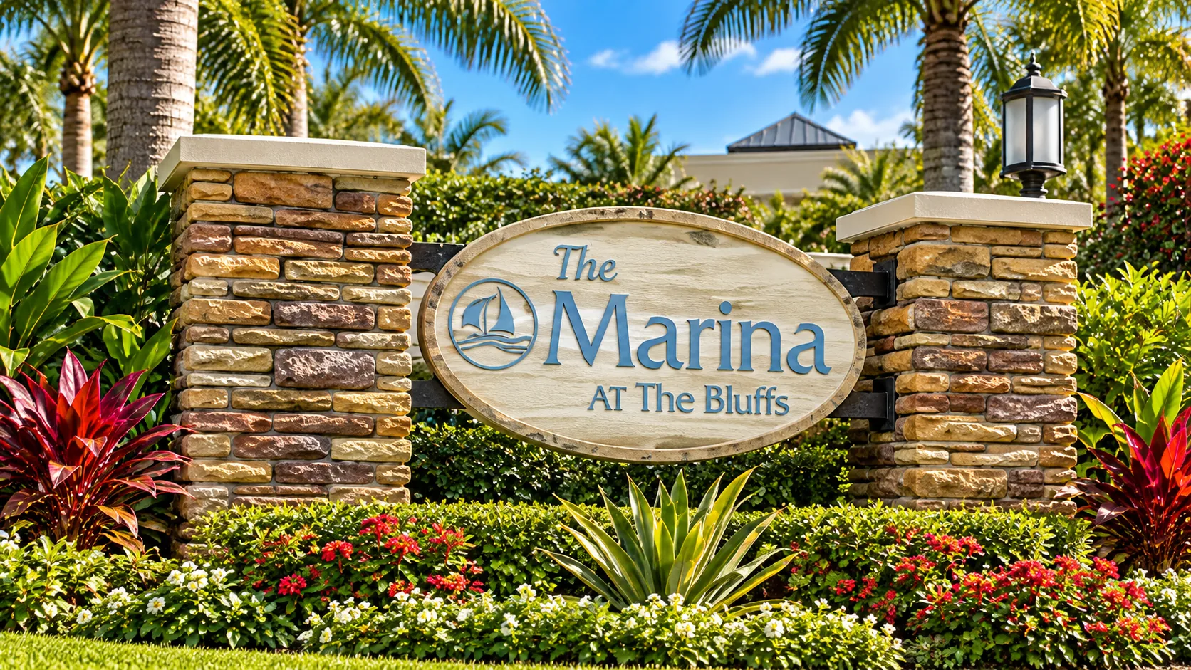 Entrance sign at Marina at The Bluffs, Jupiter Florida