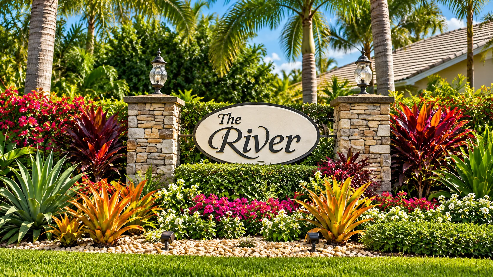 Entrance sign at The River, Jupiter Florida